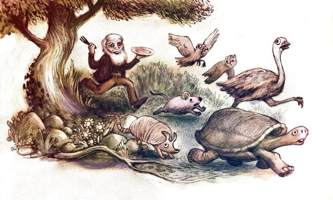 Charles Darwin hayvan yiyor